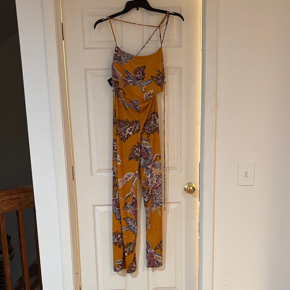Fashion Nova Mustard Floral Jumpsuit